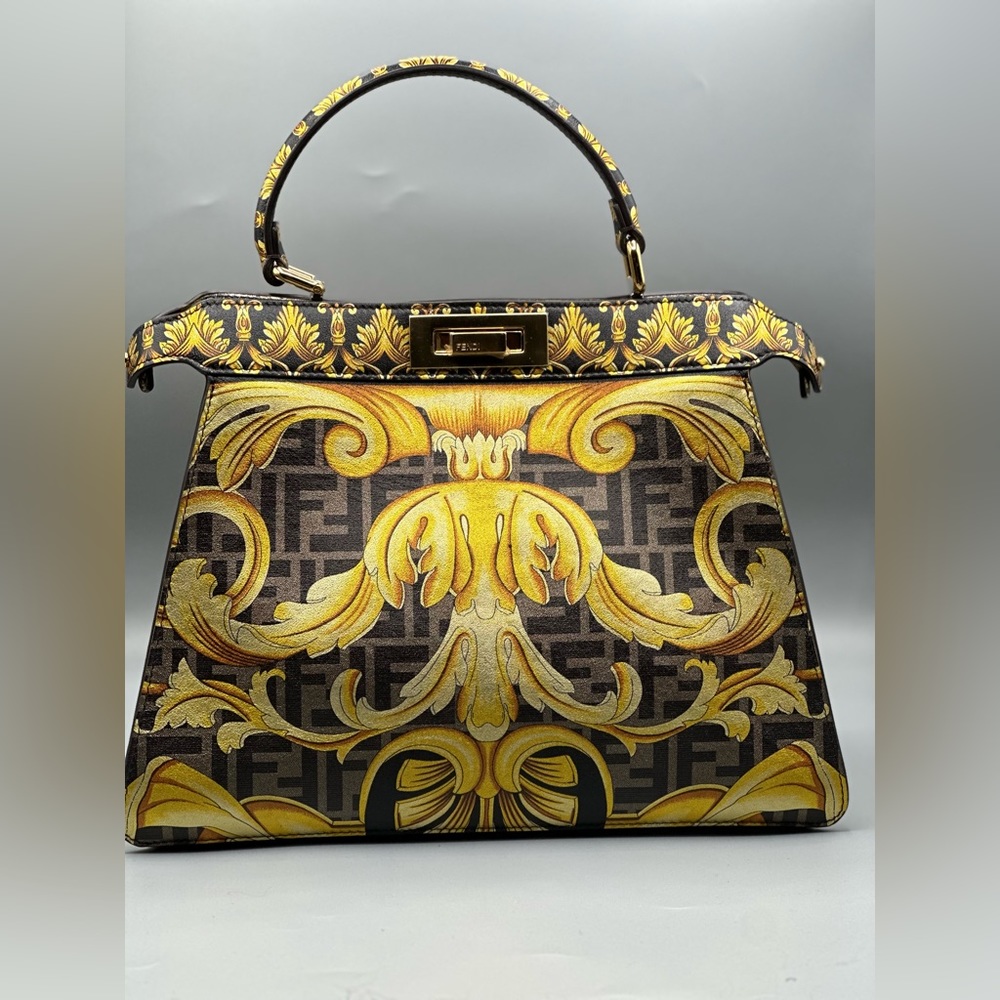 FENDI X VERSACE Vitello Seta Nappa Fendace FF Baroque Medium Peekaboo Bag